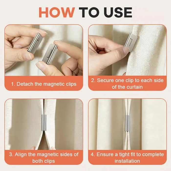 Magnetic Curtain Blackout Clip, Magnetic Curtain Closure Fastener