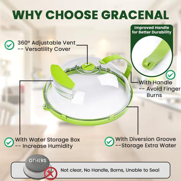 🍽️ Microwave Food Cover with Built-In Steamer 🔥