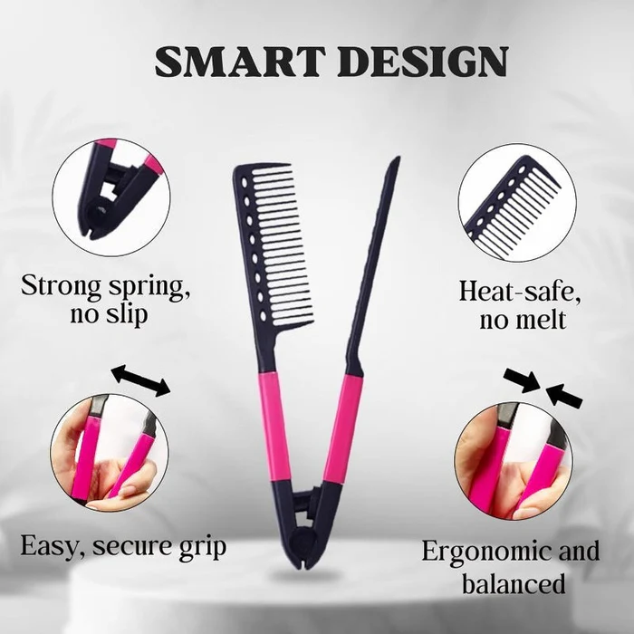 Heat-Resistant V Comb for Hair Straightening & Styling