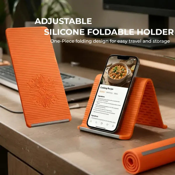 Flexible silicon Phone holder stand, Bendable Rollable Foldable Design