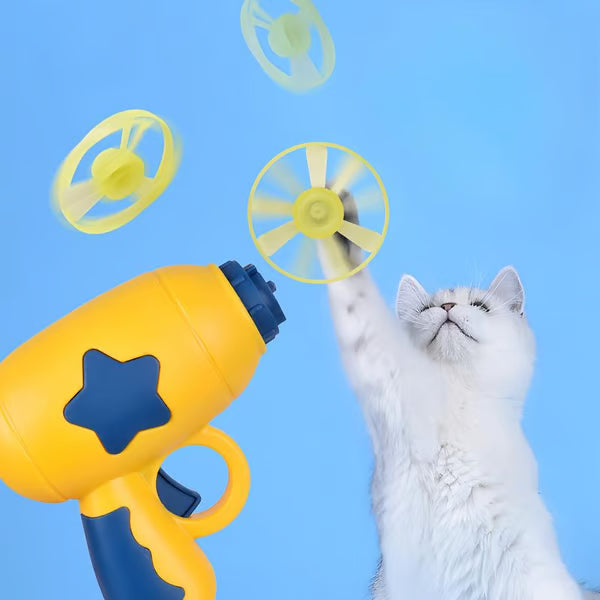 🐈6 Pcs Cat Fetch Toy Set Launcher Gun